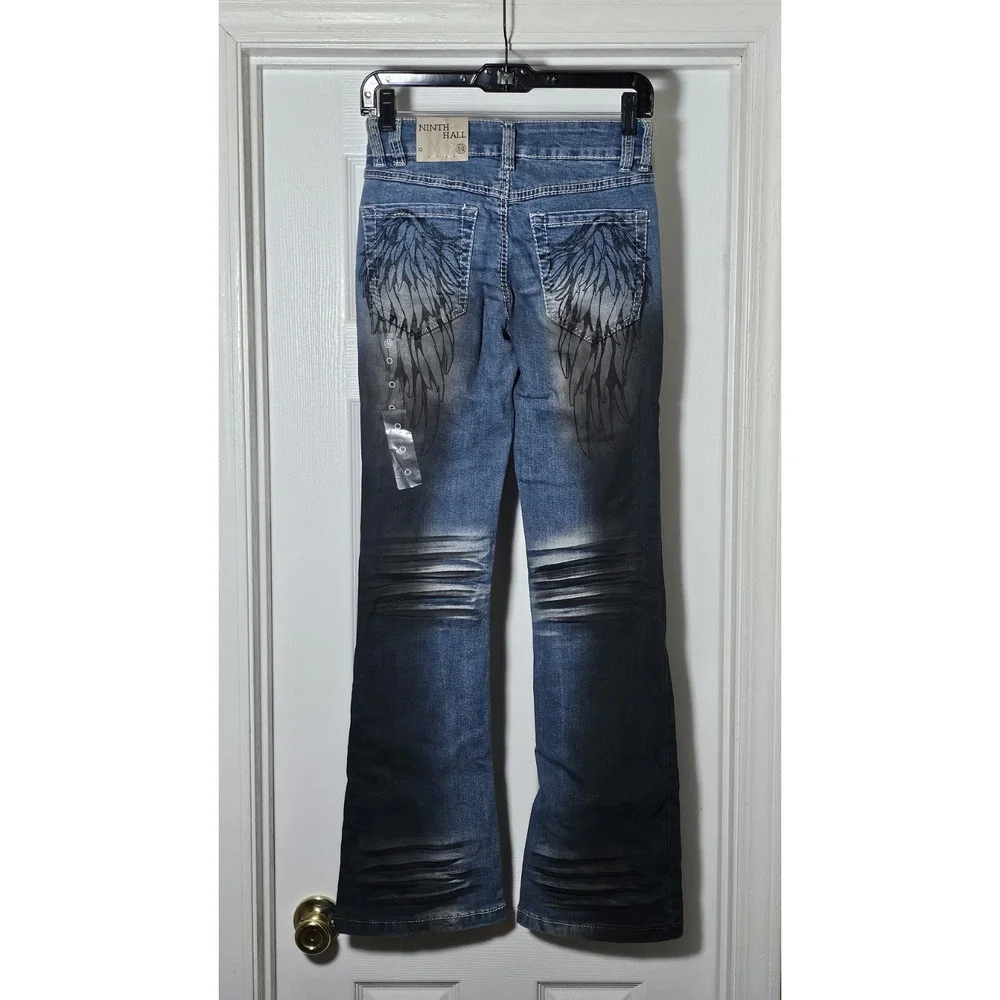 Ninth‎ Hall Alyssa Wings Rider Jeans Size 0 Light Blue Wash Mid Rise Bootcut